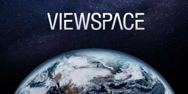 A view of earth with the ViewSpace Logo above