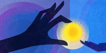 Illustration of a hand holding a glowing ball