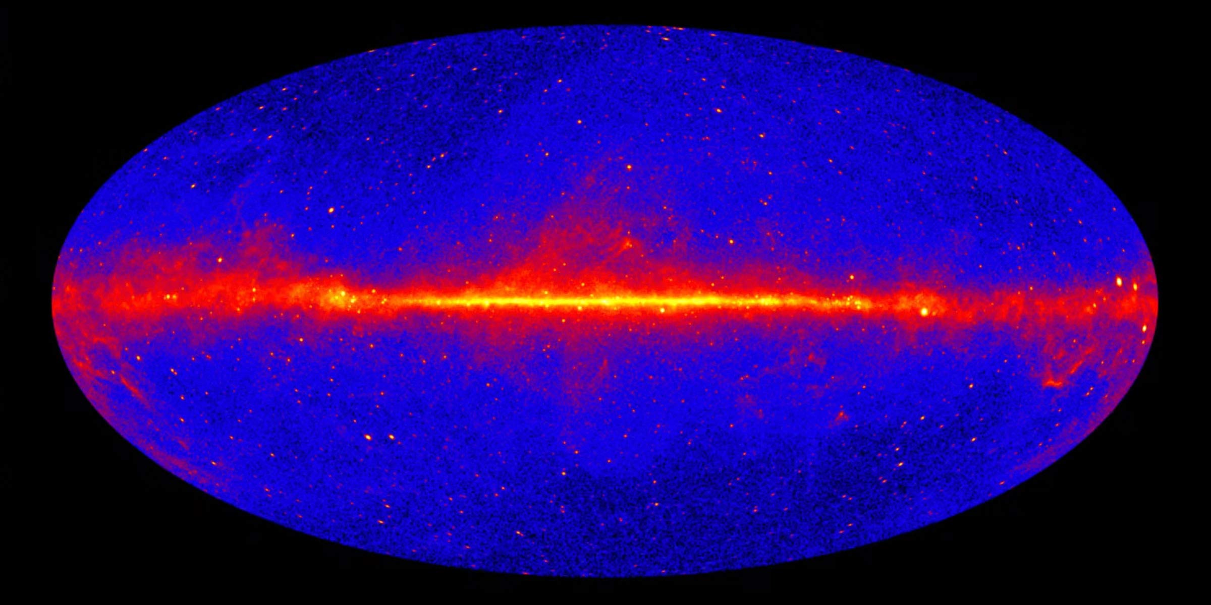 The entire sky in Gamma Rays from the Fermi Gamma Ray Telescope