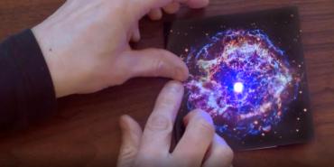 Screen shot from video showing a completed paper circuit.