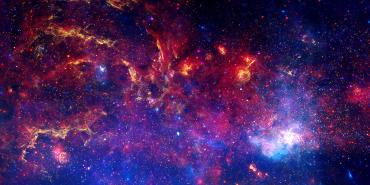 Center of the Milky Way Galaxy in infrared, visible, and x-ray wavelengths