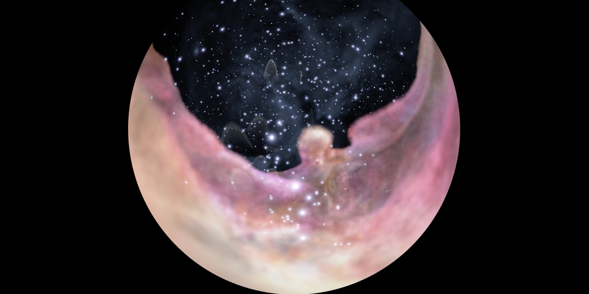 Orion Nebula in Visible and Infrared Light (Dome)