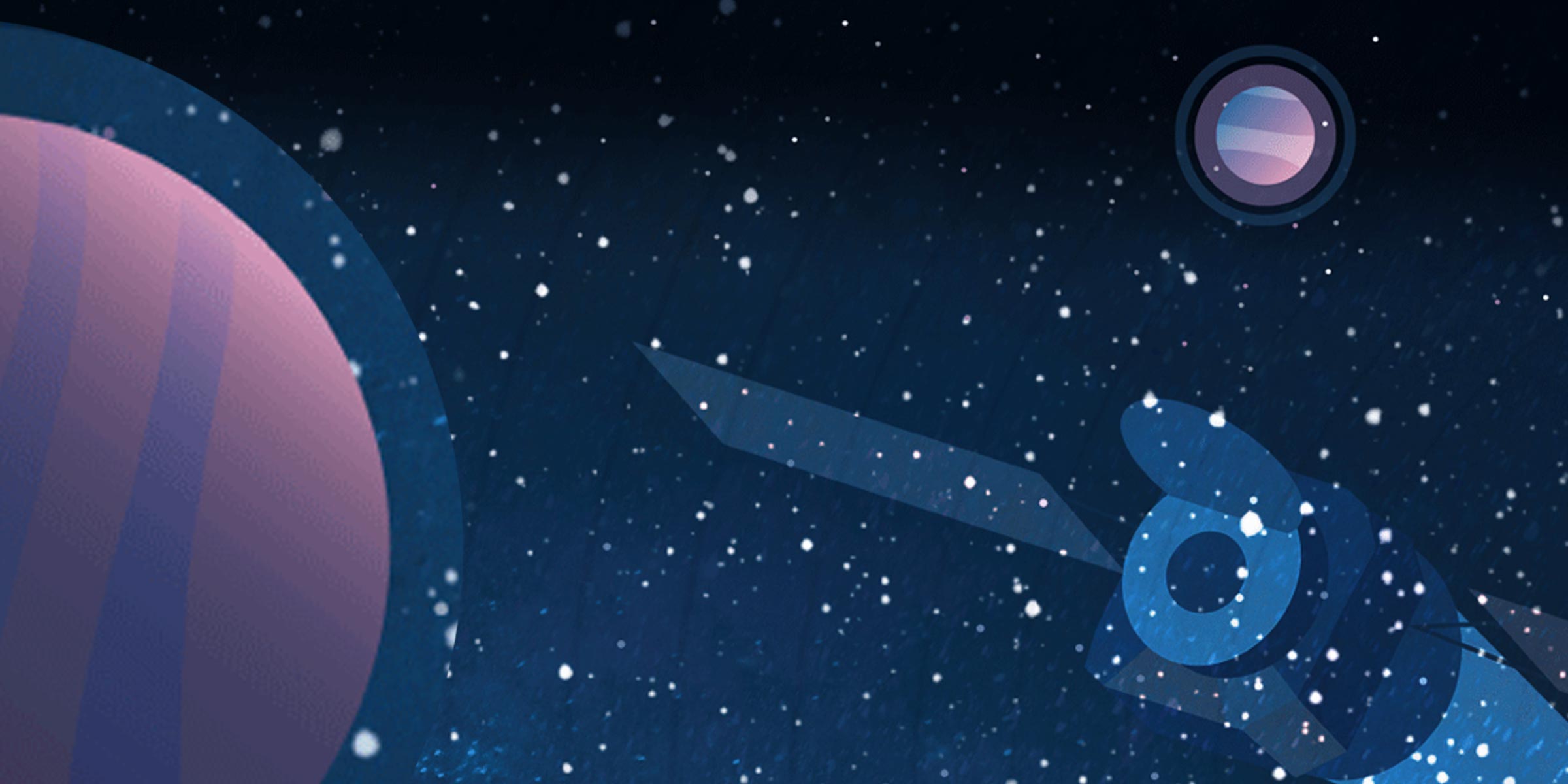 Illustration of a telescope and outer space