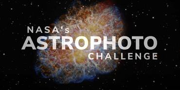 A background image of the Crab Nebula with title that reads NASA’s Astrophoto Challenge