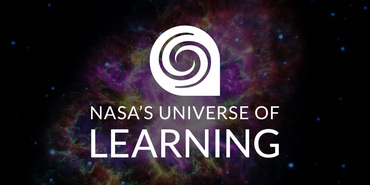 The cover page of the Life and Death of Stars Resource Guide with a large combined image of the Crab Nebula displayed in red, yellow, green, ultraviolet, and X-ray light